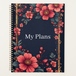 Elegante bloemrijke lijst met roze bloemen planner