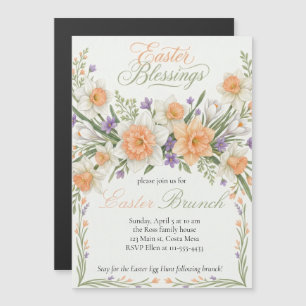 Elegante Bloemrijke Pasen Zegeningen Brunch Uitnod Magnetische Uitnodiging
