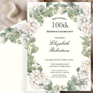 Elegante bloemrijke rand Vrouwelijke 100ste verjaa Kaart