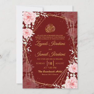 Elegante bloemrijke rode gouden islamitische mosli kaart