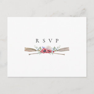 Elegante Bloemrijke Roeispanen Huwelijks RSVP Numm Uitnodiging Briefkaart