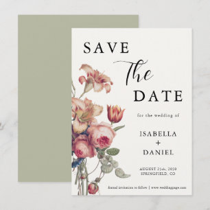 Elegante Bloemrijke Script Trouw Save The Date