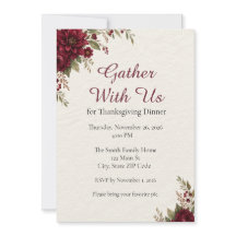 Elegante Bloemrijke Thanksgiving Diner Uitnodiging