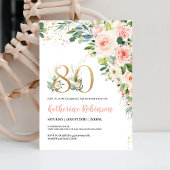 Elegante bloemrijke uitnodiging voor 80e verjaarda