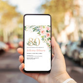 Elegante bloemrijke uitnodiging voor 80e verjaarda