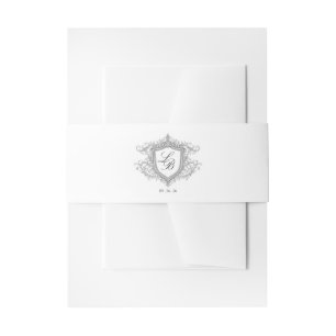 Elegante Bloemrijke Wapen Monogram Trouw Uitnodigi Uitnodigingen Wikkel