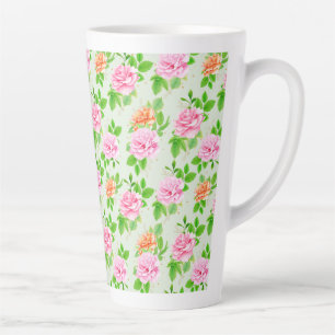 Elegante bloemrozen groene bladeren patroon-23675 latte mok