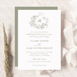 Elegante bloemrozen krans bruiloft salie monogram kaart