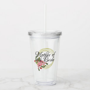 Elegante bloemruis boeket bruid-moeder acryl drinkbeker