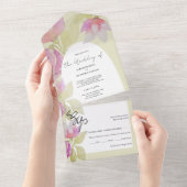 Elegante bloemsalie groen en roze all in one uitnodiging (Afscheurbaar)