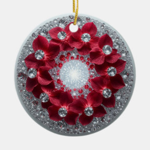 Elegante bloemschikking met rode orchideeën keramisch ornament