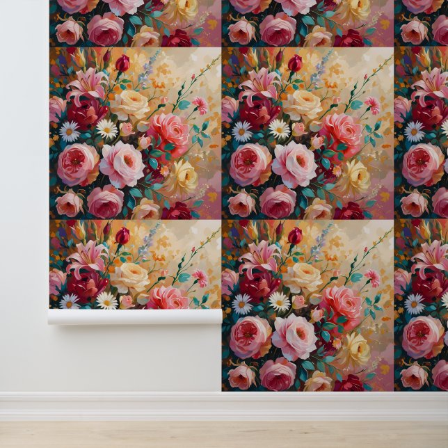 Elegante Bloemschil en Stok Behang (Applicatie)