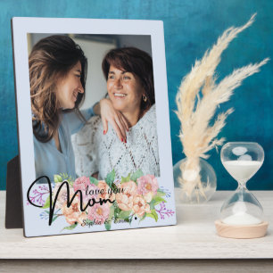 Elegante bloemscript 'Ik hou van jou, mama'-fotota Fotoplaat