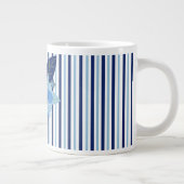 Elegante bloemstrepen monochromatisch blauw extra grote beker (Rechts)