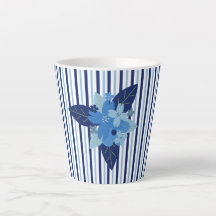 Elegante bloemstrepen monochromatisch blauw