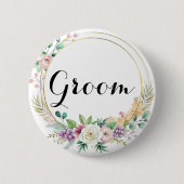 Elegante bloemstuk voor bruidegom - Aangepaste tek Ronde Button 5,7 Cm (Voorkant)