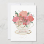 Elegante bloemtheekopje theepartij uitnodiging (Voorkant)