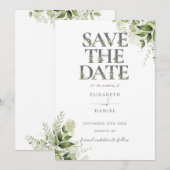 Elegante Bloemtypografie Bruiloft Save The Date (Voorkant / Achterkant)