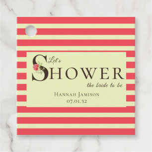 Elegante Bloemtypografie Koraal Groen Douche Bedankjes Labels