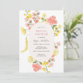 Elegante Bloom Bruids Douche Uitnodiging (Staand voorkant)