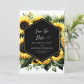 Elegante Bloom Zonnebloem bruiloft Save The Date (Staand voorkant)