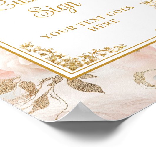 Elegante blos bloemen en gouden bruiloft custom si poster (Hoek)