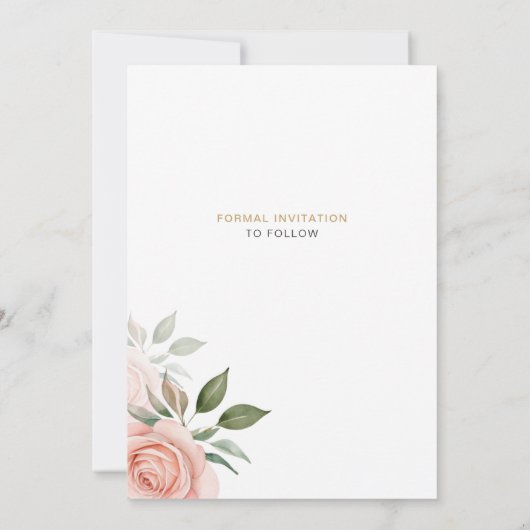 Elegante blos bloemenbruiloft Save the date Kaart (Achterkant)