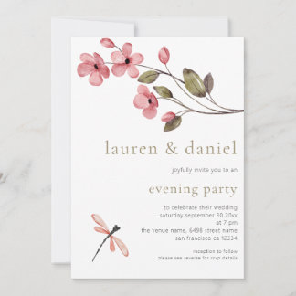 Elegante Blossom QR Code Huwelijksavond Party Kaart