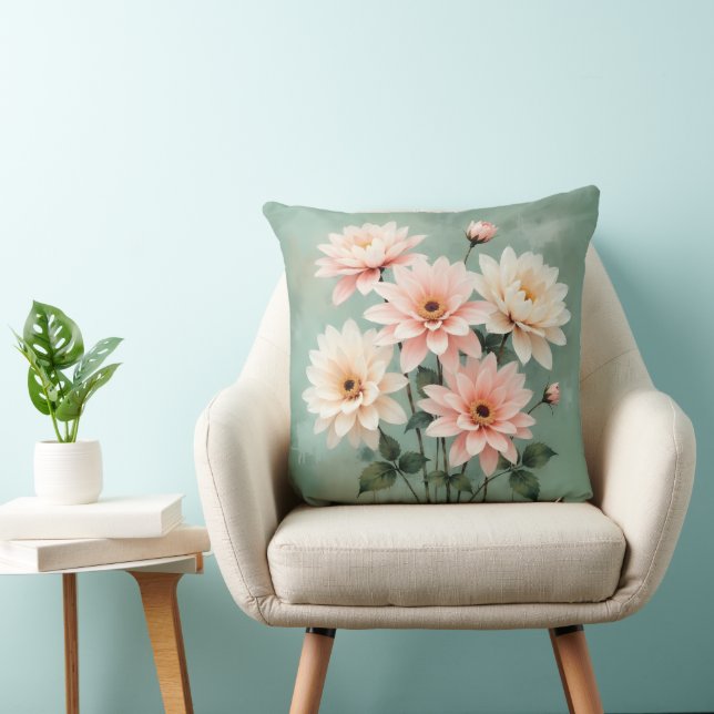 Elegante Blozende Chrysanthemum Kunst Kussen (Stoel)