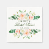 Elegante Blozende Rozen Groene Bruids-Shower Papie Servet (Voorkant)