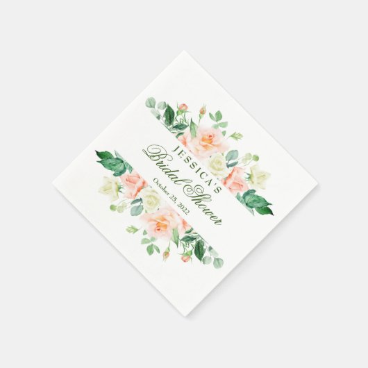 Elegante Blozende Rozen Groene Bruids-Shower Papie Servet (Hoek)