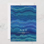 Elegante Blue Beach Wave Gold bruiloft Kaart (Achterkant)