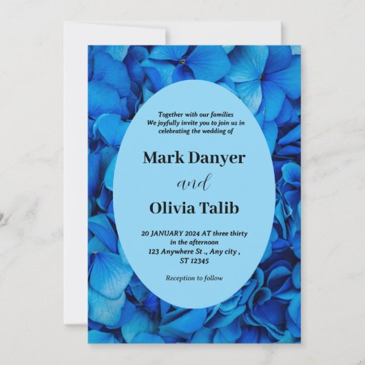 Elegante Blue Board Wedding Invitation Sjabloon Kaart (Voorkant)