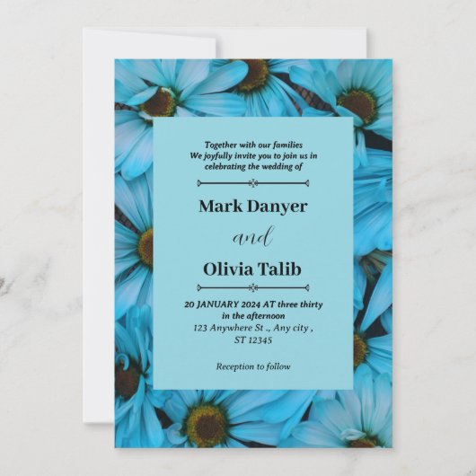 Elegante Blue Board Wedding Invitation Sjabloon Kaart (Voorkant)