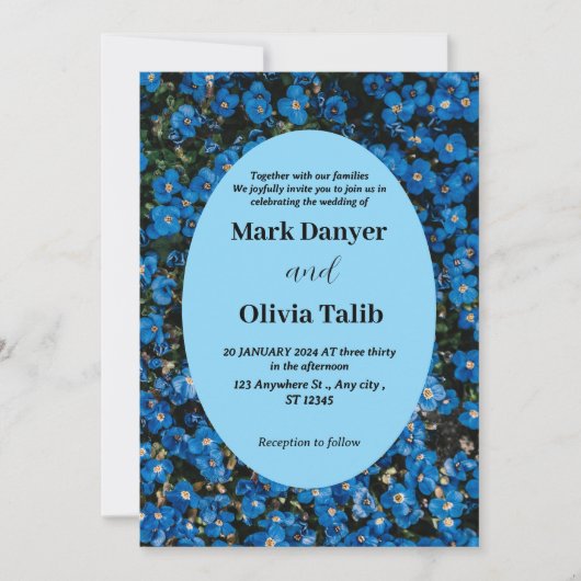 Elegante Blue Board Wedding Invitation Sjabloon Kaart (Voorkant)