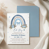 Elegante Blue Boho Rainbow Baby shower Uitnodiging