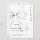 Elegante Blue Bow doop uitnodiging (Voorkant)