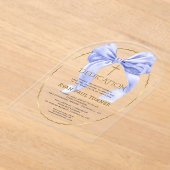Elegante Blue Bow Gold Boy Toewijding Transparant Acryl Uitnodigingen (Laagn)