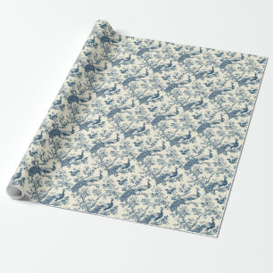 Elegante Blue Chinoiserie Peacock Cadeaupapier
