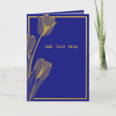 Elegante Blue Floral Gold Foil Kaart (Voorkant)