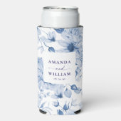 Elegante Blue Floral Wedding Koelbox (Seltzer Achterkant)