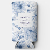 Elegante Blue Floral Wedding Koelbox (Voorkant)