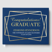 Elegante Blue Gold Afstuderen Class van 2025 Gastenboek (Voorkant)