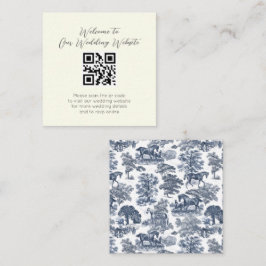 Elegante  Blue Horse Toile Wedding Informatiekaartje