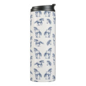 Elegante Blue Horses Monogrammed Initiaal geschenk Thermosbeker (Gedraaid links)