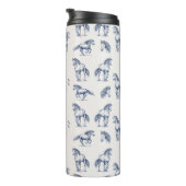 Elegante Blue Horses Monogrammed Initiaal geschenk Thermosbeker (Geroteerd rechts)