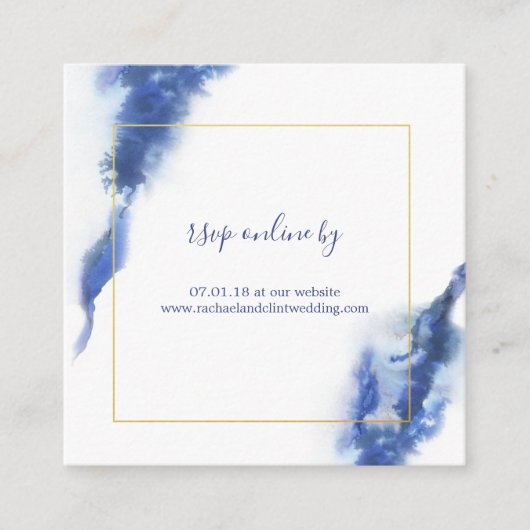 Elégante Blue Ombre Marbre Wedding Cartes RSVP (Devant)