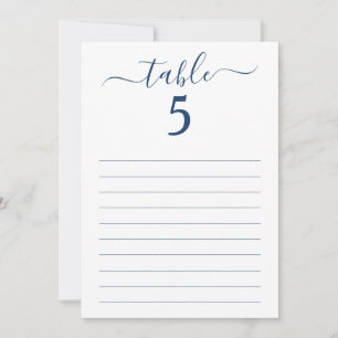 Elegante Blue Script tafel Zitplaatsen bekleed Kaa Kaart