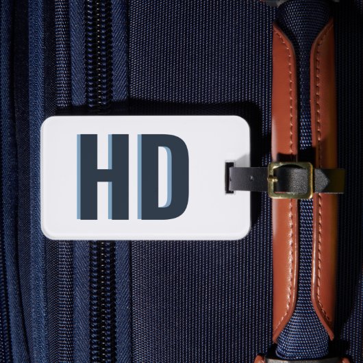 Elegante Blue Shadow Monogram strandreis Bagagelabel (Voorkant Insitu 4)