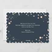 Elégante Blue Stars Neige Photo Joyeux Noël Carte (Dos)
